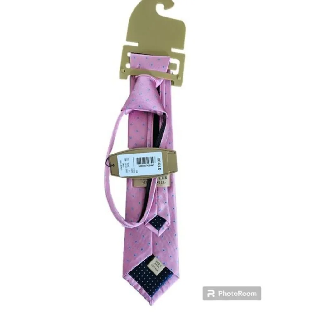 Dillards Class Club Gold Label Boy's Tie‎ Pink W Blue Polka Dots